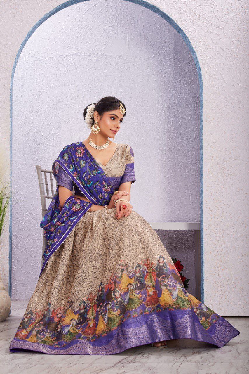 Royal Dandia Mix Patola Dola Cotton Silk Lehega With Unstitched Blouse and Dupatta